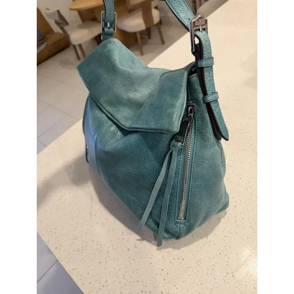 Aimee Kestenberg Bali Hobo Shoulder Bag Turquoise Leather Tassel Boho Casual